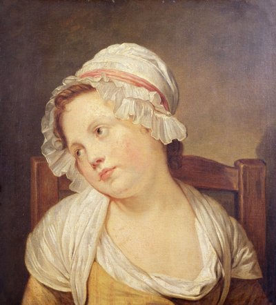 Young Girl in a White Bonnet by Jean Baptiste Greuze